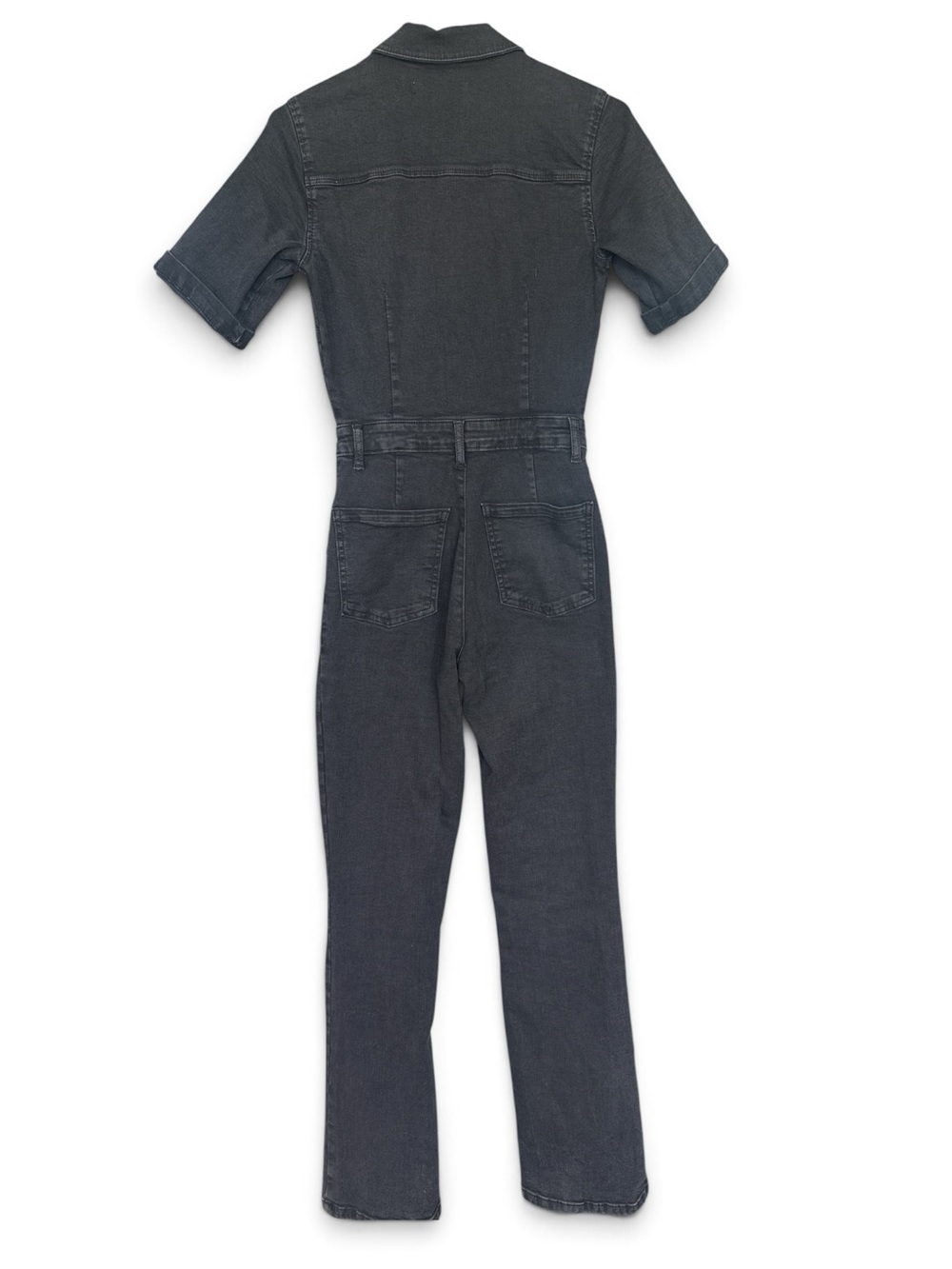MANGO Women's Black Stretch Denim Zip-Front Jumpsuit Small - Picture 4 of 5